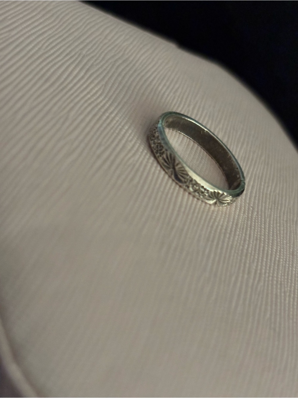 Sterling Silver Floral Band/Staker Ring - Classic Floral Engraving